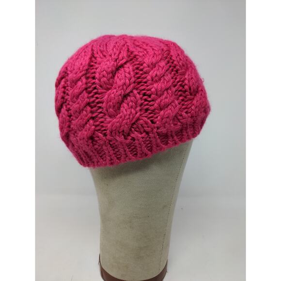 Girls The North Face Cable Knit Hat 70% Acrylic 20% Wool 10% Alpaca Pink Size M - Picture 5 of 10